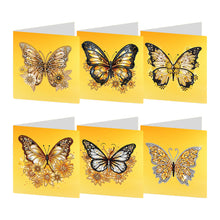 Load image into Gallery viewer, 6Pcs Christmas Butterfly Special Shape Diamond Painting Greeting Card (Yellow)