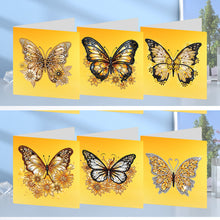 Load image into Gallery viewer, 6Pcs Christmas Butterfly Special Shape Diamond Painting Greeting Card (Yellow)