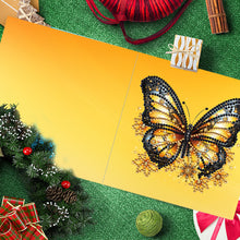 Load image into Gallery viewer, 6Pcs Christmas Butterfly Special Shape Diamond Painting Greeting Card (Yellow)