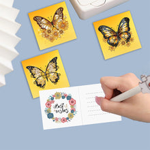 Load image into Gallery viewer, 6Pcs Christmas Butterfly Special Shape Diamond Painting Greeting Card (Yellow)