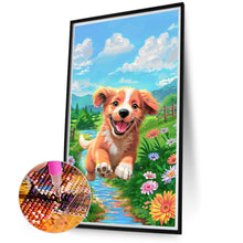 Load image into Gallery viewer, Diamond Painting - Full Round - dog running on grass (40*70CM)