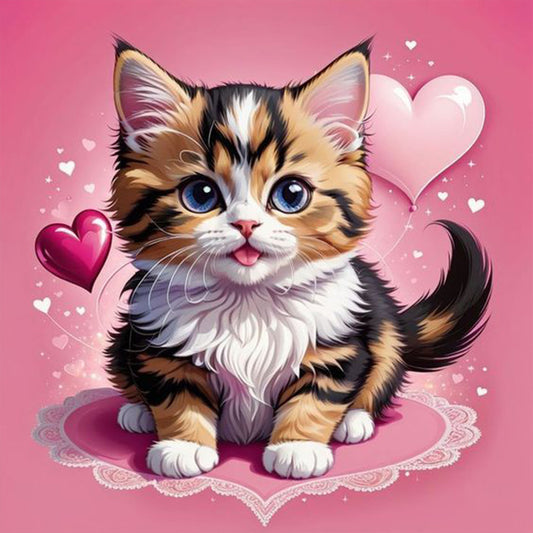 Diamond Painting - Full Square - Valentine's Day Love Cat (30*30CM)