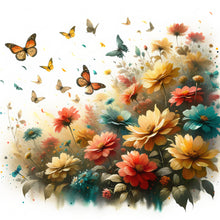 Load image into Gallery viewer, Diamond Painting - Full Round - Butterfly on flower bush (30*30CM)