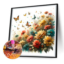 Load image into Gallery viewer, Diamond Painting - Full Round - Butterfly on flower bush (30*30CM)