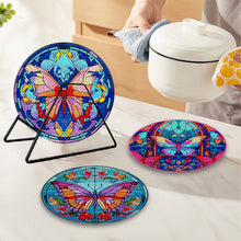 Load image into Gallery viewer, 4 Pcs Acrylic Butterfly Diamond Painted Placemats Thermal Insulation Placemat