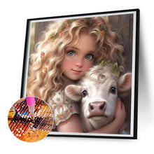 Load image into Gallery viewer, Diamond Painting - Full Round - Girl with big eyes and curly hair (30*30CM)