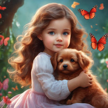 Load image into Gallery viewer, Diamond Painting - Full Round - Girl with big eyes and curly hair (30*30CM)
