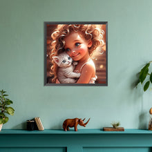 Load image into Gallery viewer, Diamond Painting - Full Round - Girl with big eyes and curly hair (30*30CM)