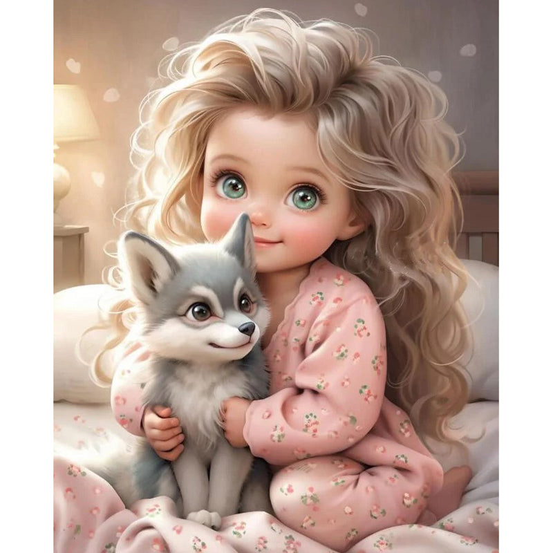 Diamond Painting - Full Round - curly hair big eyed girl (30*40CM)