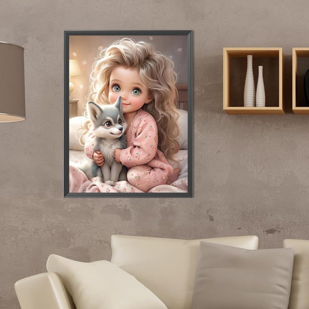 Diamond Painting - Full Round - curly hair big eyed girl (30*40CM)