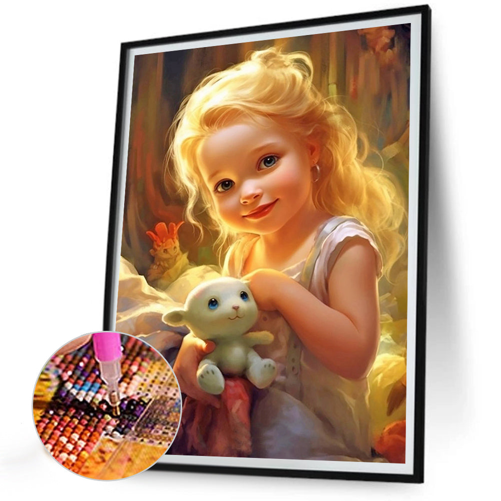 Diamond Painting - Full Round - curly hair big eyed girl (30*40CM)