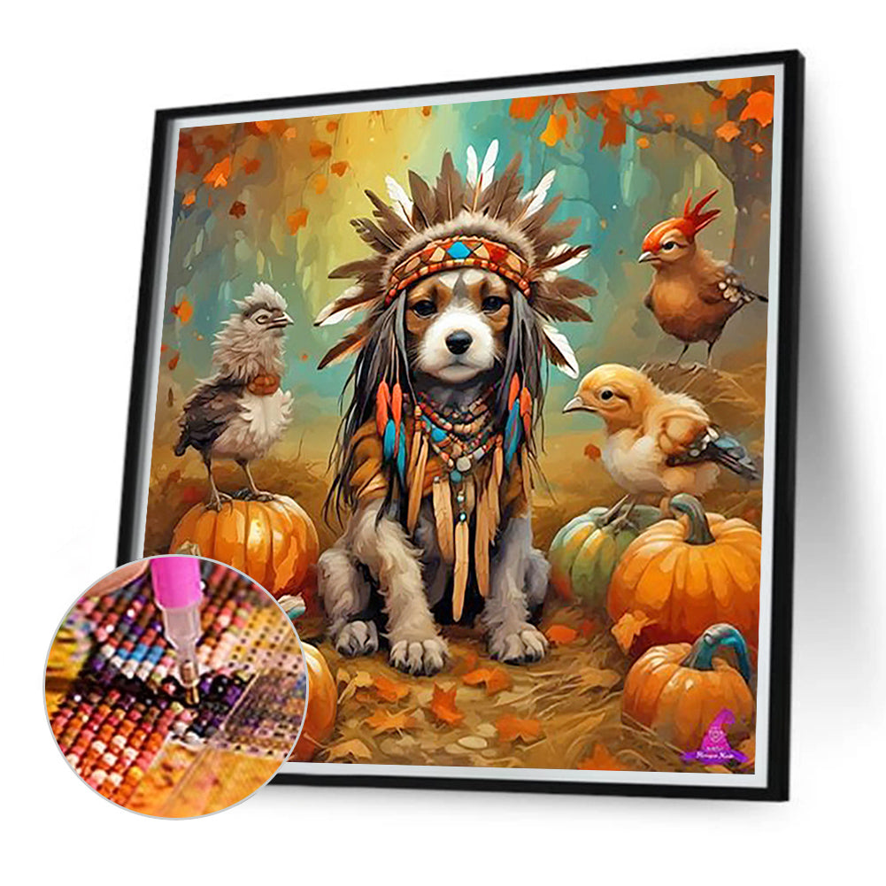 Diamond Painting - Full Round - Forest animals-puppies (40*40CM)