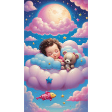 Load image into Gallery viewer, Diamond Painting - Full Round - doll sleeping on clouds (40*70CM)