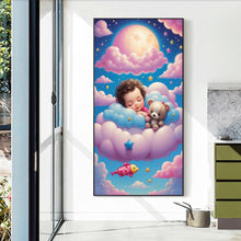 Load image into Gallery viewer, Diamond Painting - Full Round - doll sleeping on clouds (40*70CM)