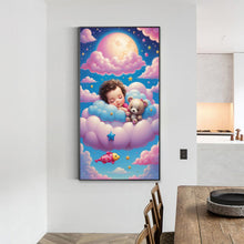 Load image into Gallery viewer, Diamond Painting - Full Round - doll sleeping on clouds (40*70CM)