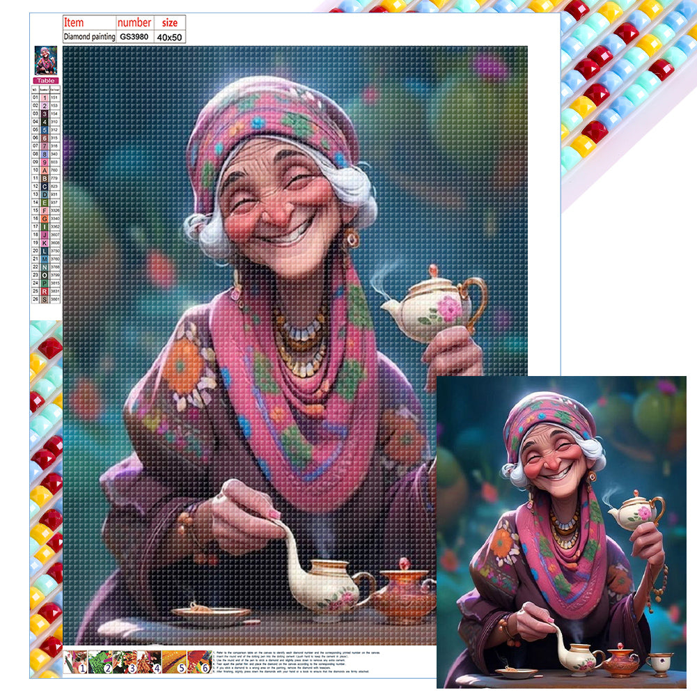 Diamond Painting - Full Square - kind old lady (40*50CM)