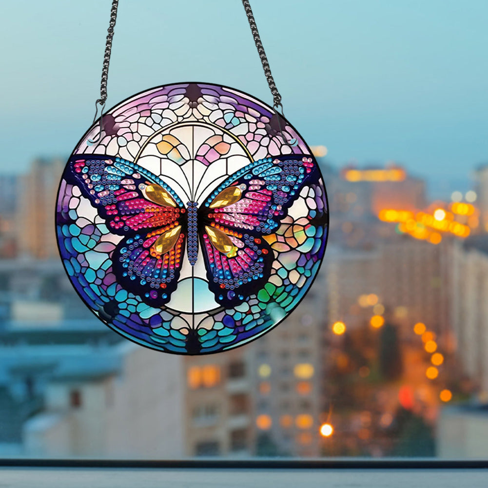 Acrylic Butterfly Single-Sided Diamond Painting Hanging Pendant for Wall Decor
