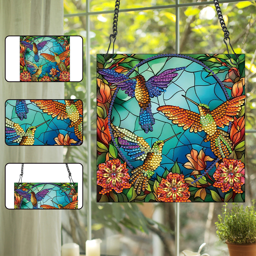 Acrylic Bird Single-Sided Diamond Painting Hanging Pendant for Home Wall Decor
