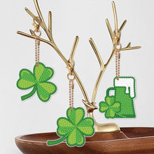Load image into Gallery viewer, 8 Pcs St. Patricks Day Shamrock Double Sided Diamond Painting Keychain Pendant