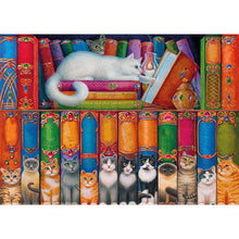 Load image into Gallery viewer, AB Diamond Painting - Full Round - Cats and books (70*50CM)