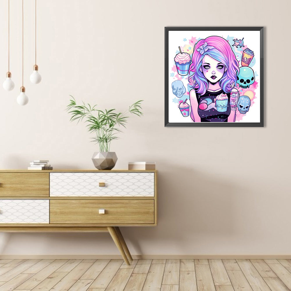 AB Diamond Painting - Full Round - modern girl (40*40CM)