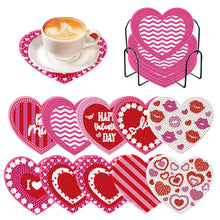 Load image into Gallery viewer, 10 Pcs Wooden Heart Succulent Plant Diamond Painting Art Coaster Kit with Holder