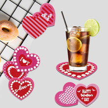 Load image into Gallery viewer, 10 Pcs Wooden Heart Succulent Plant Diamond Painting Art Coaster Kit with Holder