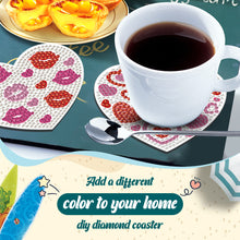 Load image into Gallery viewer, 10 Pcs Wooden Heart Succulent Plant Diamond Painting Art Coaster Kit with Holder