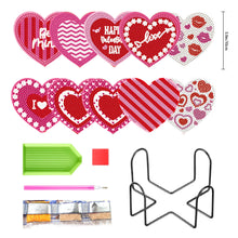 Load image into Gallery viewer, 10 Pcs Wooden Heart Succulent Plant Diamond Painting Art Coaster Kit with Holder