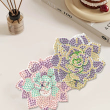 Load image into Gallery viewer, 10 Pcs Wooden Heart Succulent Plant Diamond Painting Art Coaster Kit with Holder