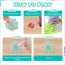 Load image into Gallery viewer, 10 Pcs Wooden Heart Succulent Plant Diamond Painting Art Coaster Kit with Holder