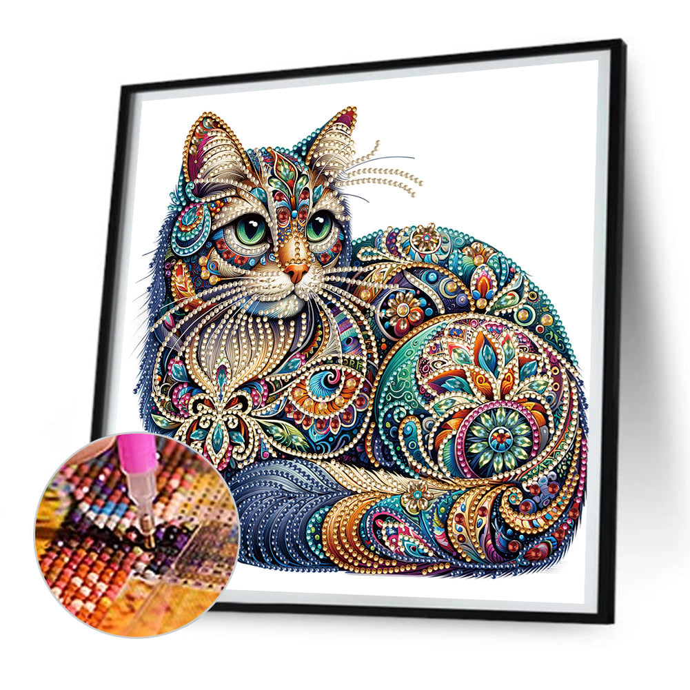 Diamond Painting - Partial Special Shaped - gorgeous cat (30*30CM)
