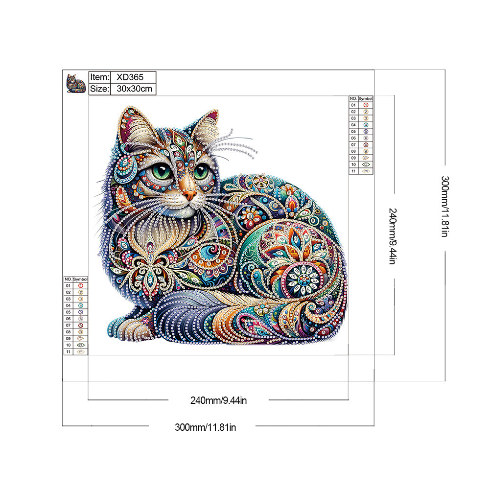 Diamond Painting - Partial Special Shaped - gorgeous cat (30*30CM)