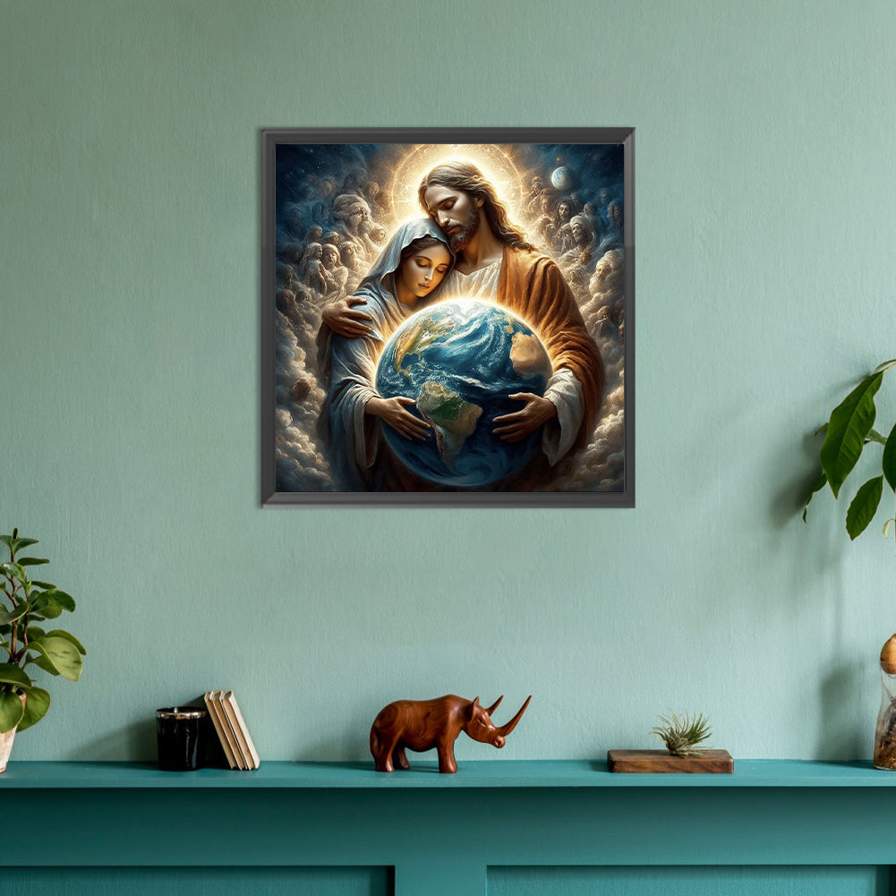 Diamond Painting - Full Round - Jesus and the Virgin (30*30CM)
