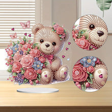 Load image into Gallery viewer, Acrylic Diamond Painting Desktop Decoration for Office Desktop Decor (Rose Bear)