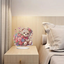 Load image into Gallery viewer, Acrylic Diamond Painting Desktop Decoration for Office Desktop Decor (Rose Bear)