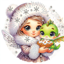 Load image into Gallery viewer, Diamond Painting - Partial Special Shaped - Blonde girl and dragon (30*30CM)