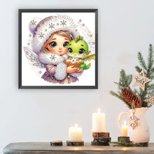 Load image into Gallery viewer, Diamond Painting - Partial Special Shaped - Blonde girl and dragon (30*30CM)