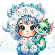 Load image into Gallery viewer, Diamond Painting - Partial Special Shaped - Blue-haired girl and dragon (30*30CM)