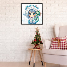 Load image into Gallery viewer, Diamond Painting - Partial Special Shaped - Blue-haired girl and dragon (30*30CM)