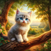 Load image into Gallery viewer, Diamond Painting - Full Round - kitten in tree (30*30CM)