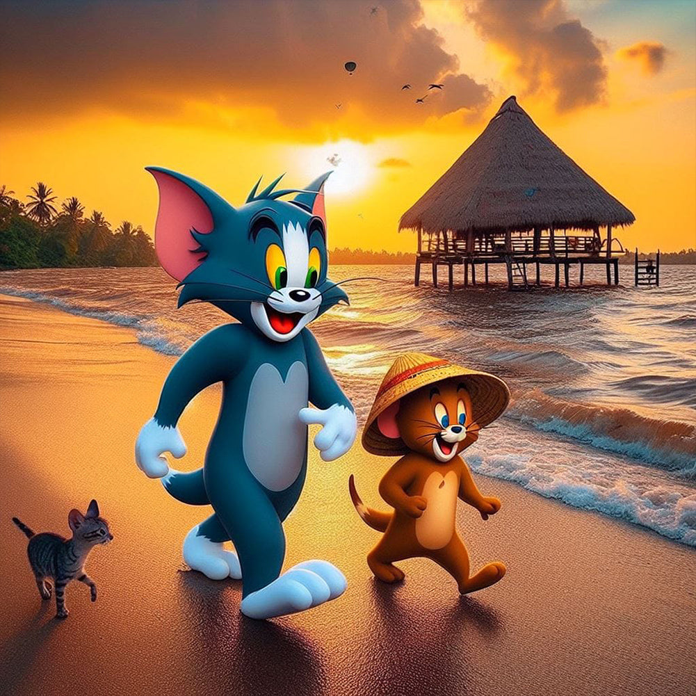 Diamond Painting - Full Round - cat and mouse (50*50CM)