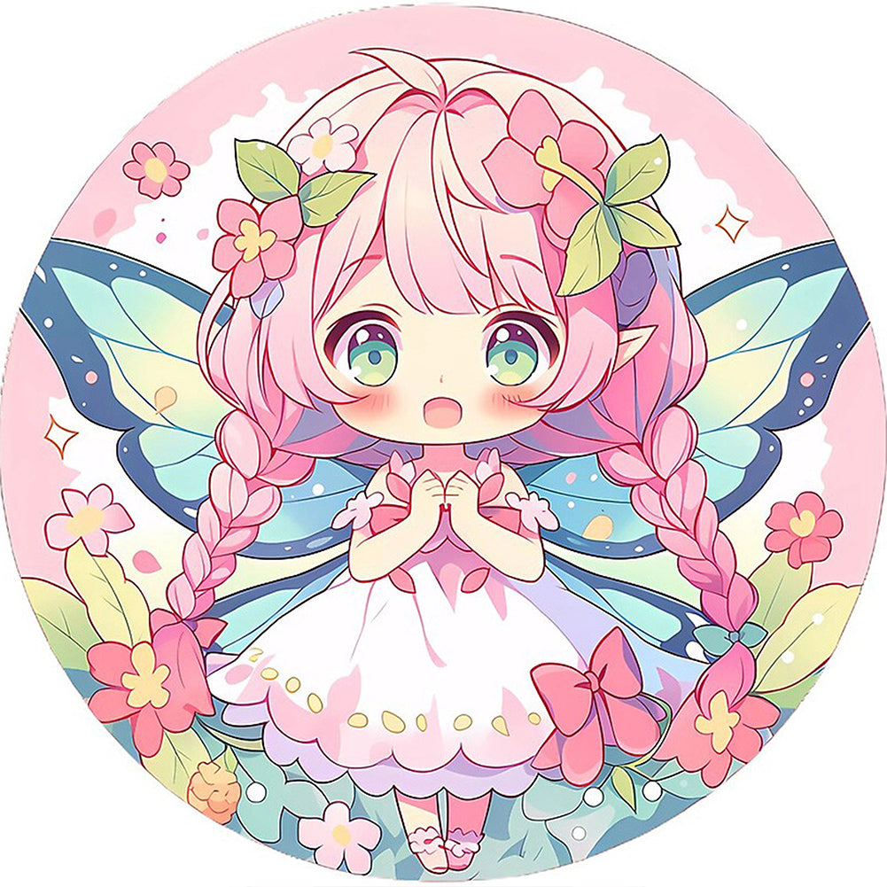 AB Diamond Painting - Full Round - pink hair cartoon girl (40*40CM)