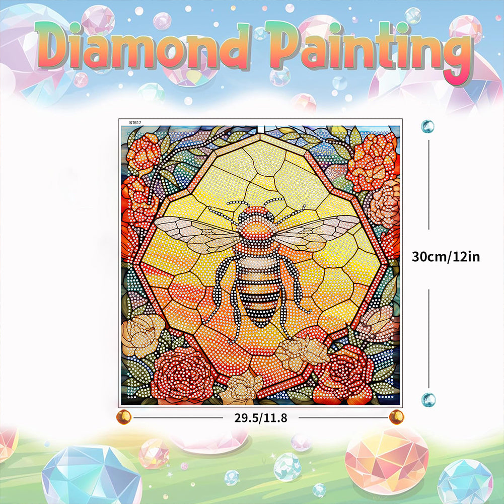 Diamond Painting Sticker Stained Glass Bee Diamonds Mosaic Stickers for Kid Gift