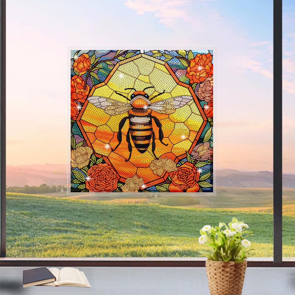 Diamond Painting Sticker Stained Glass Bee Diamonds Mosaic Stickers for Kid Gift
