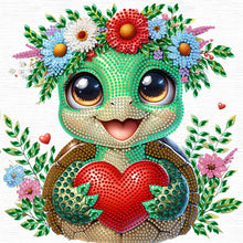 Load image into Gallery viewer, Diamond Painting - Partial Special Shaped - Little turtle wearing flowers (30*30CM)