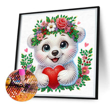 Load image into Gallery viewer, Diamond Painting - Partial Special Shaped - White bear wearing flowers (30*30CM)