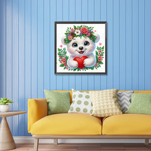 Load image into Gallery viewer, Diamond Painting - Partial Special Shaped - White bear wearing flowers (30*30CM)