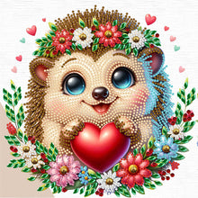 Load image into Gallery viewer, Diamond Painting - Partial Special Shaped - Little hedgehog wearing flowers (30*30CM)