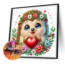 Load image into Gallery viewer, Diamond Painting - Partial Special Shaped - Little hedgehog wearing flowers (30*30CM)